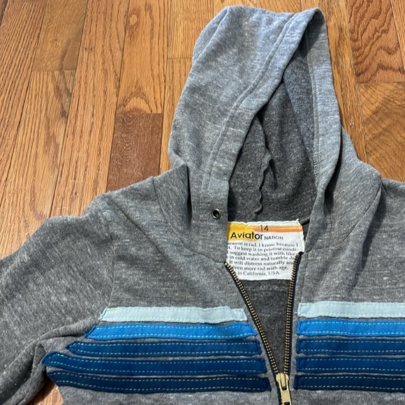 Aviator Nation blue striped zip hoodie - Picture 2 of 5